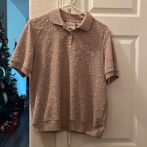 Alfred Dunner Floral Short Sleeve Polo Top M